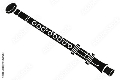 flute silhouette line art vector illustration