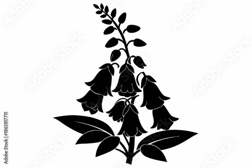 foxglove silhouette line art vector illustration