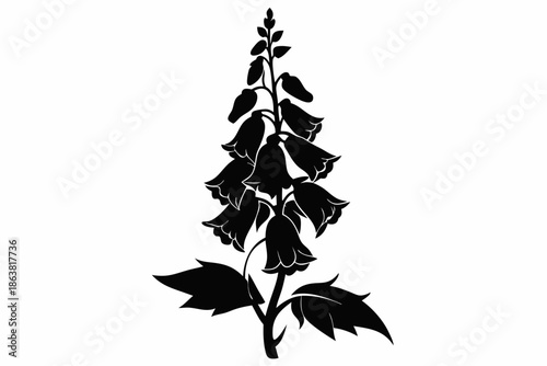 foxglove silhouette line art vector illustration