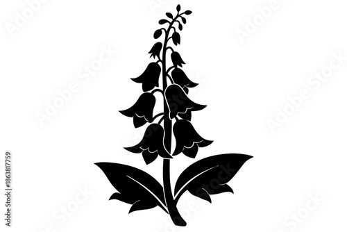 foxglove silhouette line art vector illustration