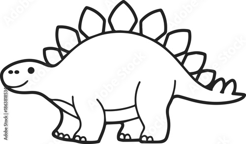 cute stegosaurus dinosaur line art vector illustration
