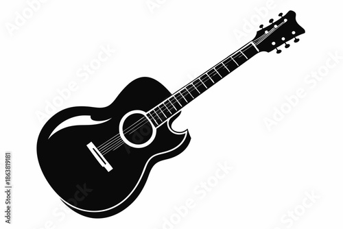 guitar silhouette line art vector illustration