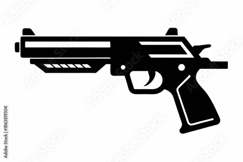 gun silhouette line art vector illustration