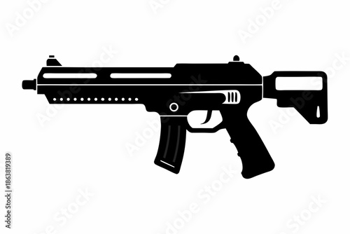 gun silhouette line art vector illustration