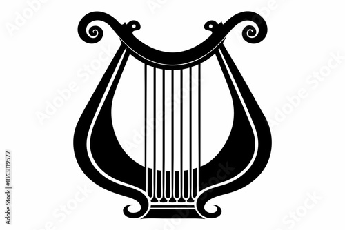 harp silhouette line art vector illustration