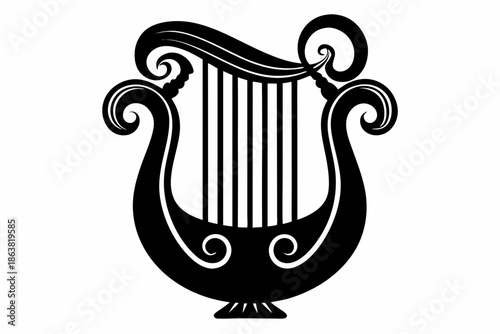harp silhouette line art vector illustration