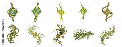 Traditional Ketupat Rice Cake Illustrations