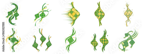 Traditional Ketupat Rice Cake Illustrations