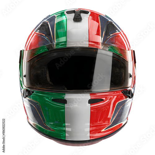 Italian flag motorsport racing helmet, High-performance racing head protection