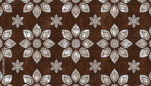 A beautiful floral pattern with intricate designs on a brown background ramadan kareem mubarak