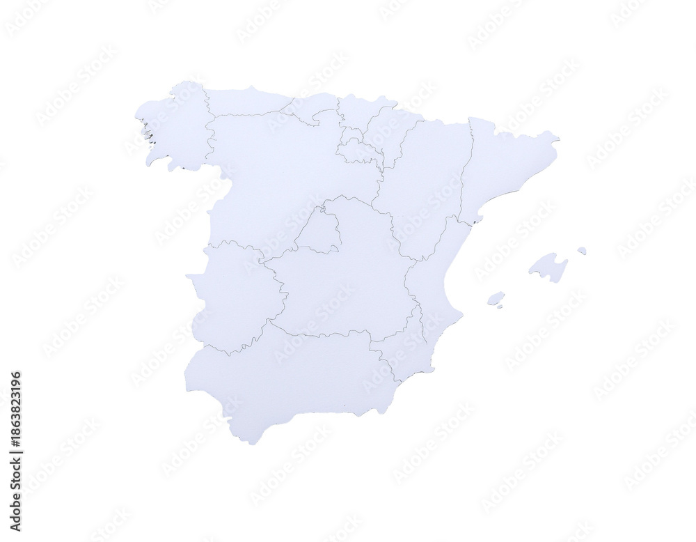 Fototapeta premium Portugal map silhouette with regional boundaries on pale blue background