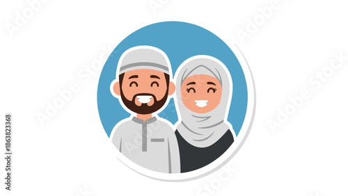 muslim couple smiling happy family