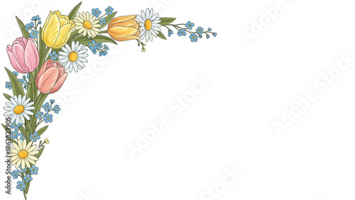 Colorful Flowers and Foliage Arrangement Corner.