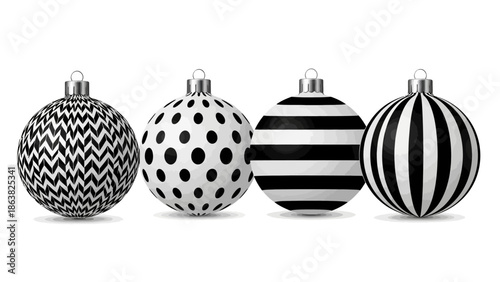 Black and White Christmas Ornaments Decoration.