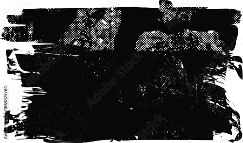 Grunge Paint Roller . Vector brush Stroke . Distressed banner . Black stripes isolated. paintbrush collection . Modern Textured shape . Dry border in Black . Bulge lines
