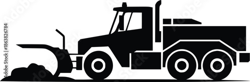 Silhouette of a heavy duty tractor with a front loader attachment