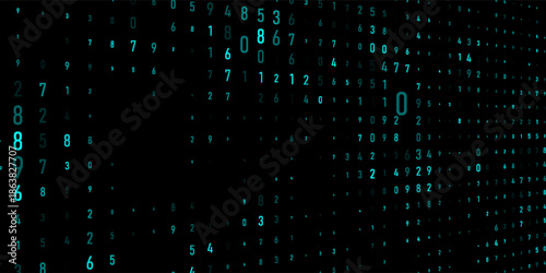 A modern design for digital wallpaper design. Concept business background. Abstract technical background of neon numbers on black. Illustration of the concept of a hacker. Computer code data. Vector.