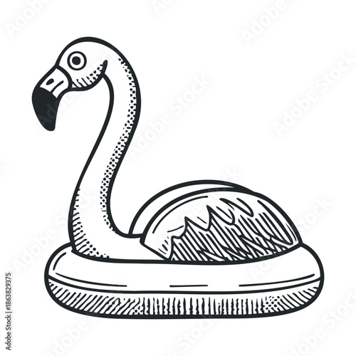 Fun summer activities with a flamingo inflatable for relaxation