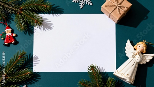 Christmas decorations with blank card