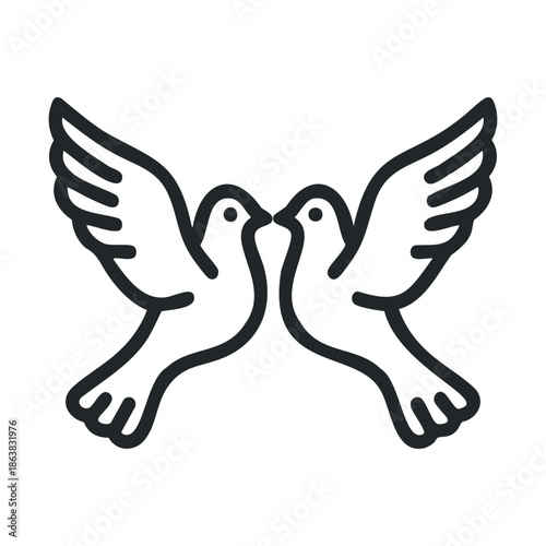 Romantic concept with two doves symbolizing love and unity