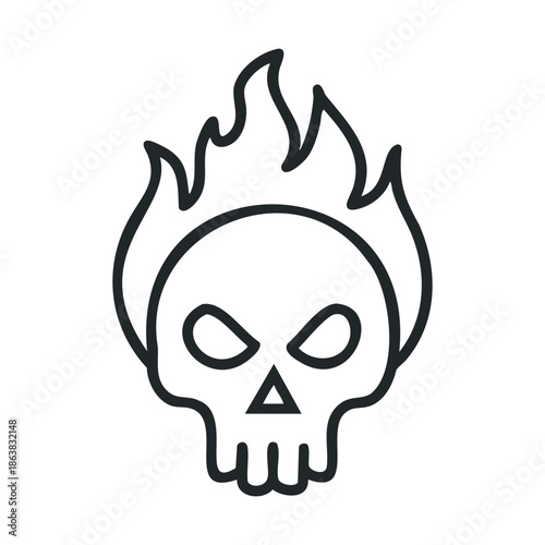 Skull with flames symbol representing danger and intensity