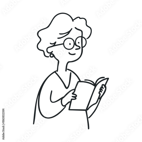 Elderly woman reading a book in a cozy setting for relaxation