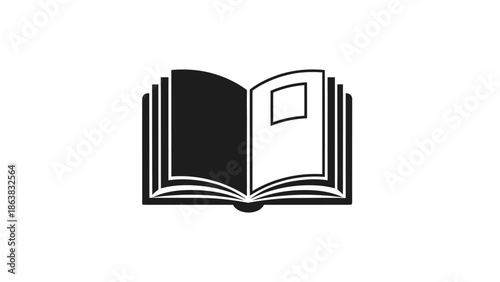 Open Book Icon Silhouette, Knowledge and Education Symbol