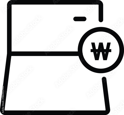 Bankbook icon with won coin symbol