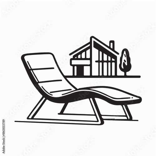 Resort Villa Outdoor Lounge Chair Vector on White Background