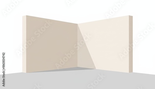 Minimalist Empty Room Corner with Beige Walls and Grey Floor for Product Mockup Display