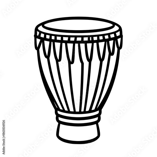 Elegant Rhythm: Minimalist Tribute Timeless Djembe Drum | Clean, isolated vector art for creative projects.