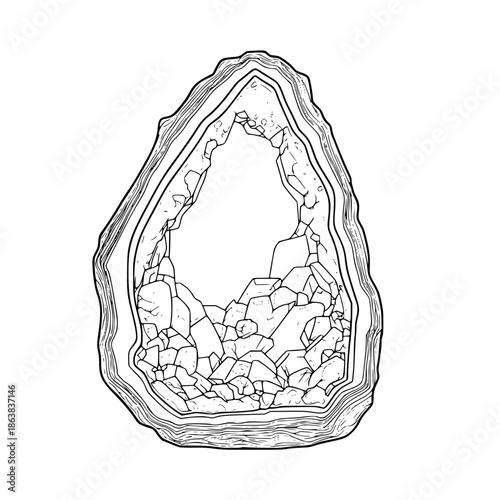 Crystalline Cavern: Geode's Treasure | Clean, isolated vector art for creative projects.