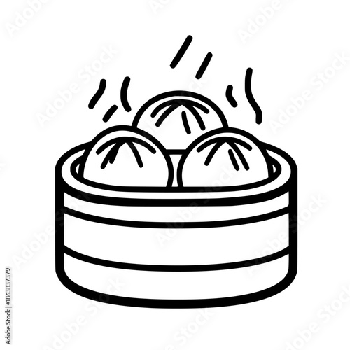 Aromatic dumplings steamer basket | Clean, isolated vector art for creative projects.
