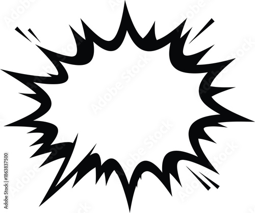 Explosion speech bubble vector illustration, comic style graphic element for text