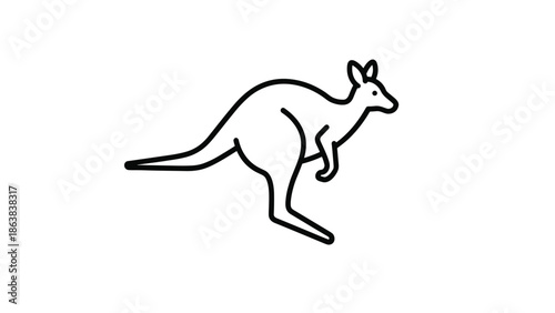 Minimalist kangaroo illustration in modern line art style, Generative AI.