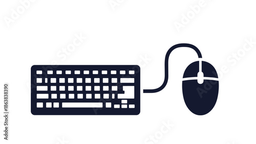 Modern computer keyboard and mouse on white background, Generative AI.