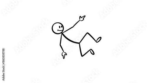 Stick Figure Person Tumbling Backwards, Depicting an Uncontrolled Fall or Trip on an Isolated White Background