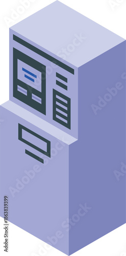Isometric atm cash machine providing secure financial transactions, banking and finance concept