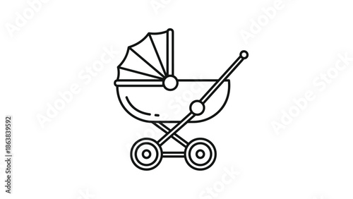 Modern baby stroller for newborns and infants, Generative AI.