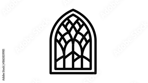 Elegant Gothic window design element, Generative AI.