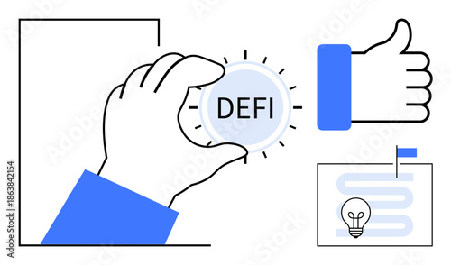 Decentralized finance concept. DeFi token blockchain solutions and financial independence. Decentralized finance enabling trustless transactions and economic innovation. For fintech, cryptocurrency