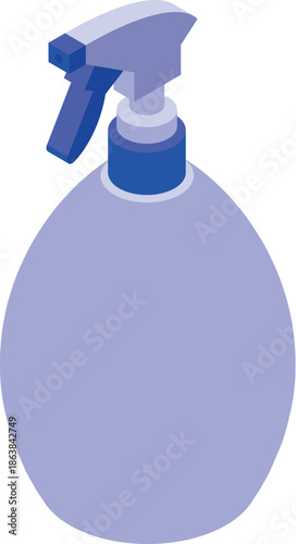 Isometric spray bottle for cleaning products, promoting hygiene, sanitation, and disinfection practices