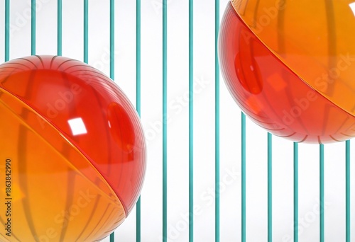 Vibrant Spheres Dance Against Soft Lines in a Playful Setting of Color and Contrast Generative AI