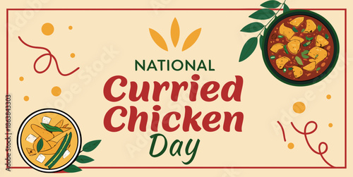 National Curried Chicken Day Illustration banner design 