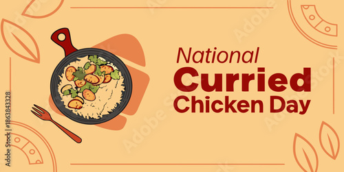 National Curried Chicken Day Illustration banner design