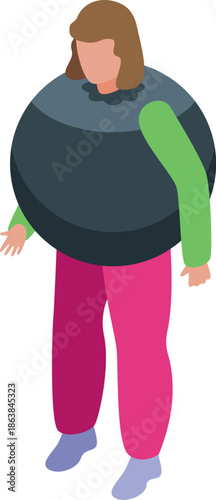 Girl having fun inside a giant inflatable ball practicing zorbing, an outdoor recreational activity