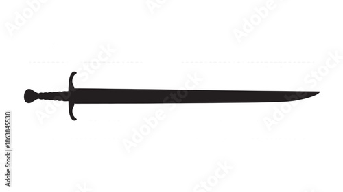 Medieval Sword Silhouette Dark Dramatic Black Metallic Simple Design for Historical Reenactment