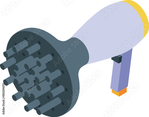 Hair diffuser attachment drying hair, creating volume and defined curls