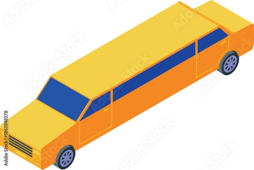 Luxurious orange limousine waiting for passengers, offering premium transportation