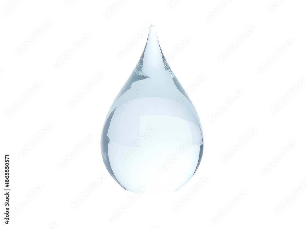 Obraz premium Single clear water droplet on a white background